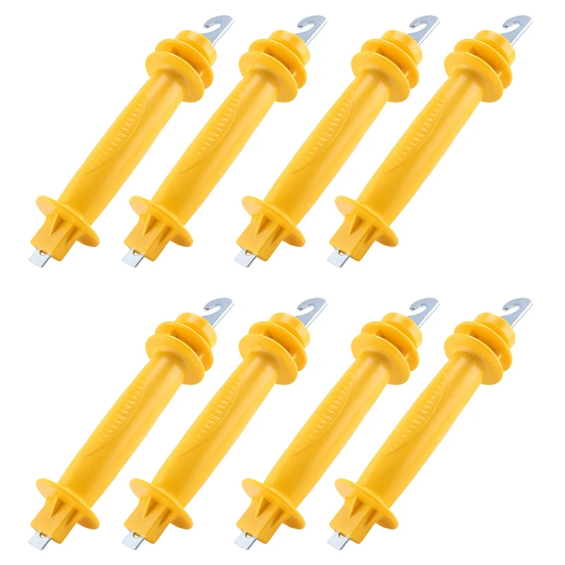 8-Pack Electric Fence Rubber Gate, Electric Fence Spring Handle, Insulated Plastic Handle, Yellow Rubber Gate Handle Fence Parts