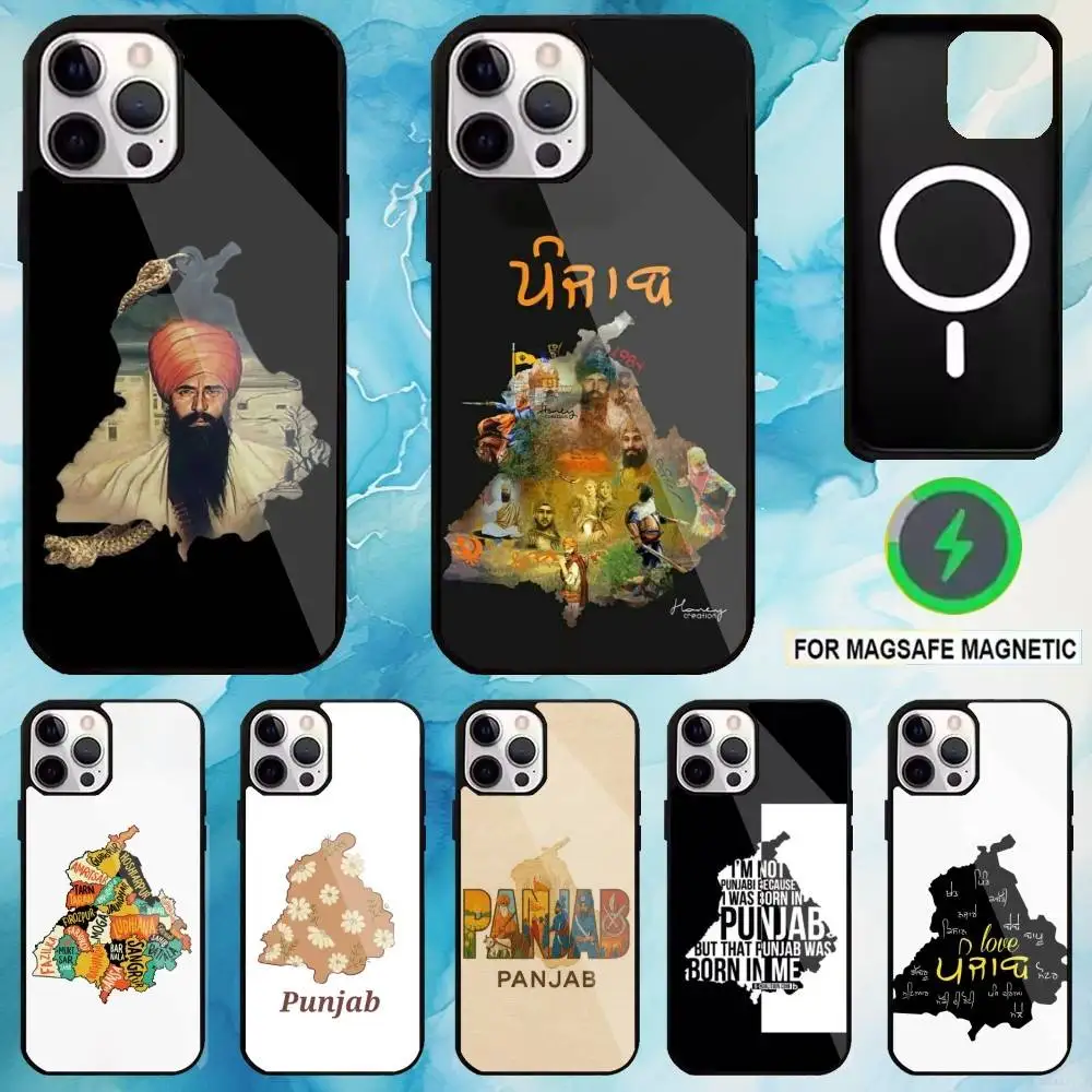 

Painting Punjab Map Phone Case For iPhone17,16,15,14,13,12,11 Plus,Pro Max Magnetic Magsafe Wireless Charging