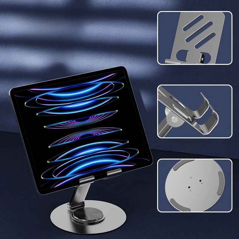 Metal 360 °   Rotação suporte da tablet do telefone móvel anti deslizamento dobrável regular portátil preguiçoso desktop ao vivo suporte do telefone móvel montagem