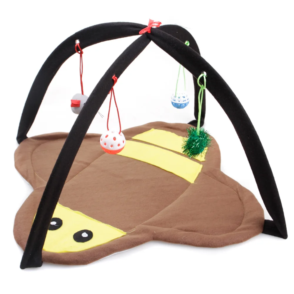 Foldable Kitten Tents, cat breathable cartoon fun bell toy bed, cat tent, pet supplies Cat Toys Portable