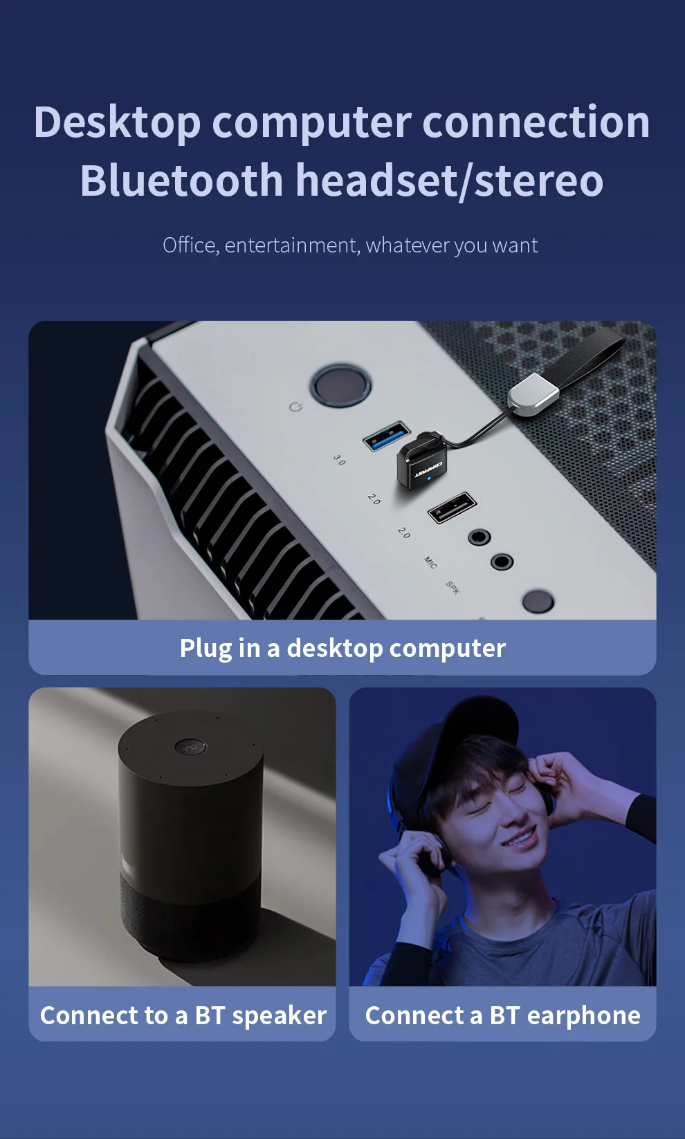 COMFAST USB Bluetooth 5.1 Dongle адаптер ПК ноутбук динамик мышь клавиатура геймпад приемник 2,4 ГГц аудио для 10 м Win8.1/10/11