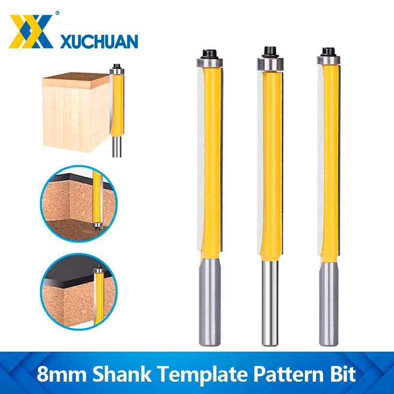 

XUCHUAN Woodworking Milling Cutter 8mm Shank Template Pattern Bit Flush Trim Router Bit Carbide End Mill For Woodworking Tool