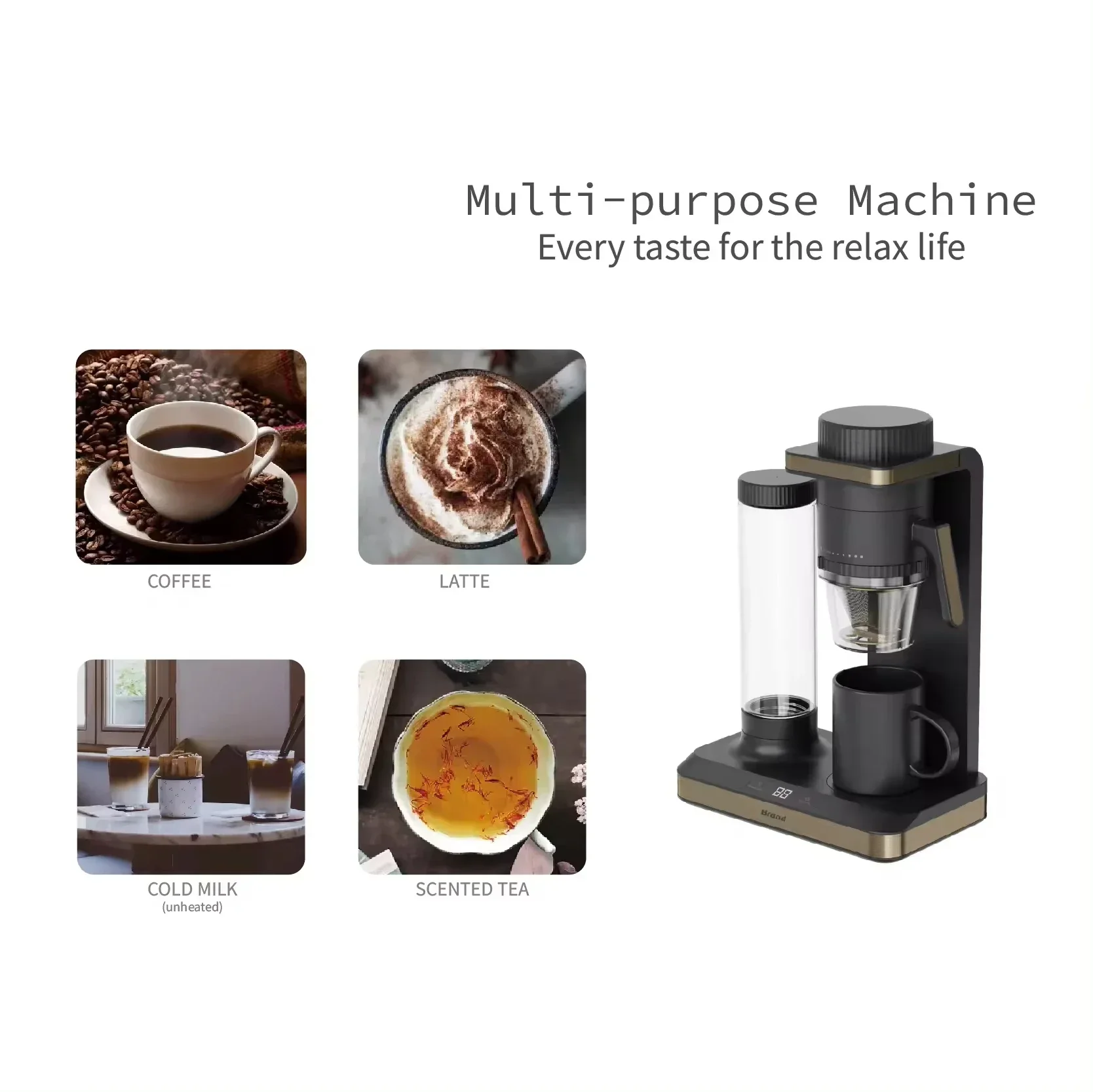 Customizable Electric Automatic Multifunctional American Drip Coffee Machine System with Grinder Coffee Bean Espresso Machine