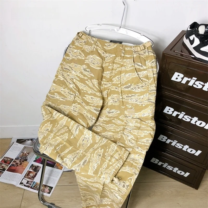 

Камуфляжные военные брюки свободного кроя с завязками, винтажные, из хлопка, молодежные, модные, летние