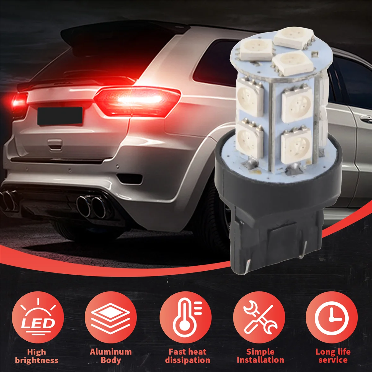 2x أحمر T20 7443 380 W21/5W سيارة 13 SMD 5050 LED توقف الذيل الفرامل بدوره أضواء لمبات G