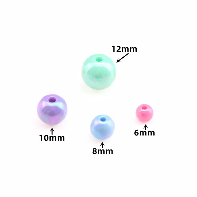 50-400Pcs Candy Color Acrylic Round Beads 6-12mm Spacer Balls For Jewelry Making Diy Decorative Clothing Handmade Accessories