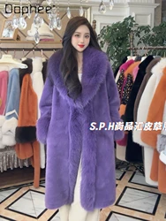 Fox Fur Long Placket Thickened Faux Fur Coat for Women Winter New Ladies Fashion with Big Fur Collar Slimming Marten Overcoats