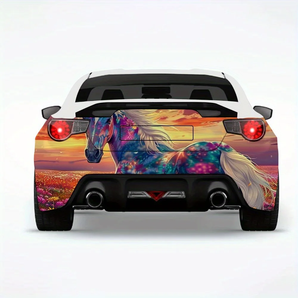 

Наклейка на автомобиль с изображением лошади-виниловая наклейка на заднюю часть автомобиля, водонепроницаемые самоклеящиеся виниловые наклейки для хвоста и бампера автомобиля, украшение Protec