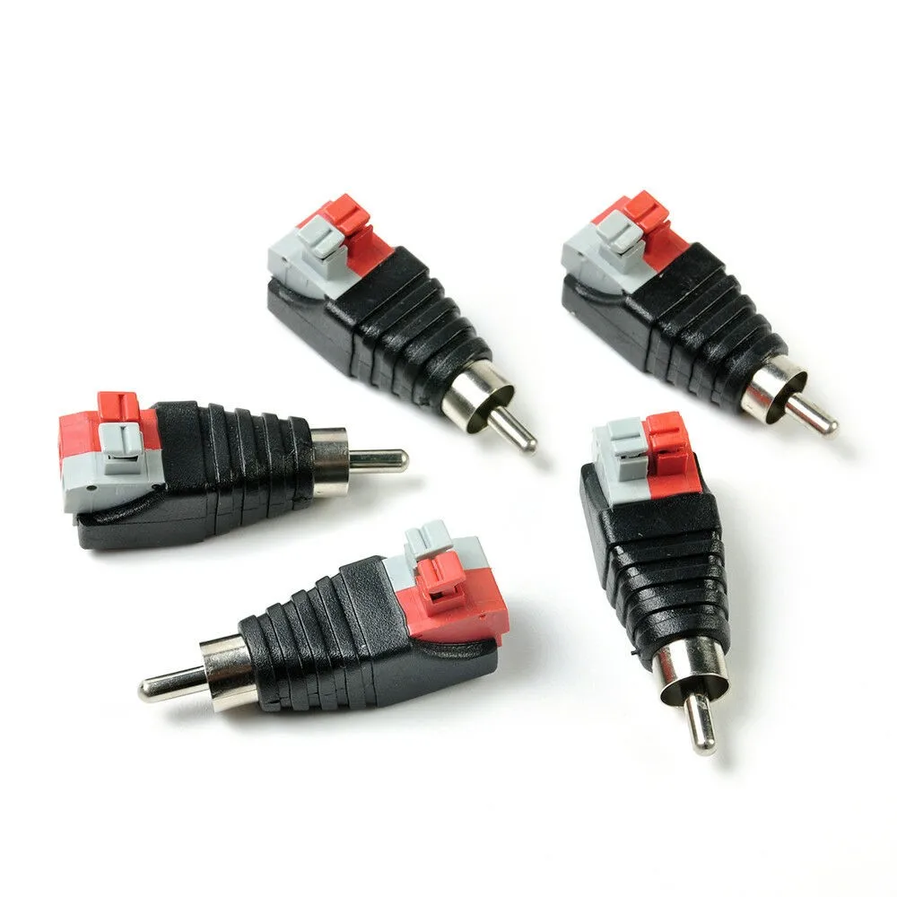 2PCS Speaker Wire AV Cable To Audio Male RCA Connector Adapter Jack For Superior Audio Quality Push Type Replace Parts