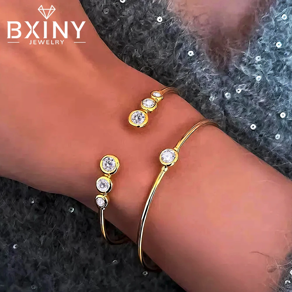 

Браслеты BXINY Bubble Moissanite из серебра 925 пробы с сертифицированными лабораторными бриллиантами, открытые браслеты для женщин, подарки на помолвку, изысканные ювелирные изделия