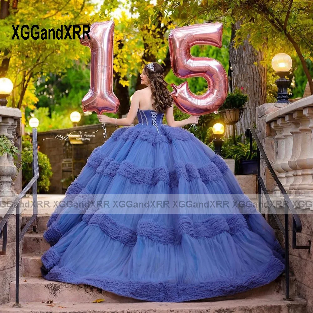 New Sweetheart Ball Gown Quinceanera Dress 2024 Ruffles Princess Tulle Vestidos De 15 Años Birthday Party Sweet 16 Dress 2023