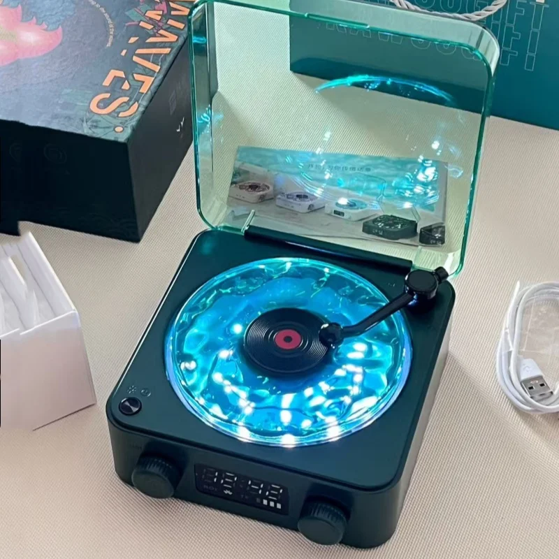 

Многофункциональная колонка-проигрыватель виниловых пластинок Hi-Fi стерео с беспроводным Bluetooth, ночником и индикатором заряда батареи для офиса