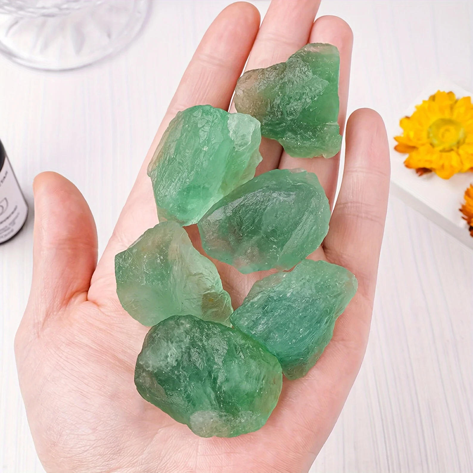 Raw Green Fluorite Stone, Natural Rough Crystals, Reiki Healing Root Chakra Crystal, Grounding Stone, Spiritual Protection Gift