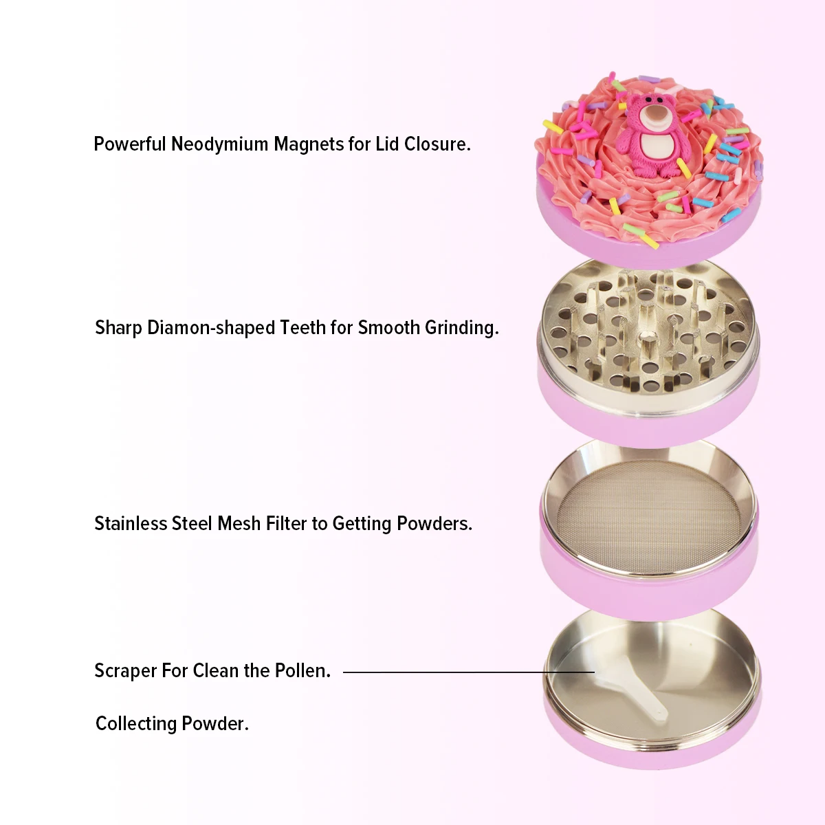 2.75inches Spice Grinder, Cartoon Strawberry Cake Spice Grinder,Creative Grinder, Metal Grinder For Kitchen, Spice Grinders