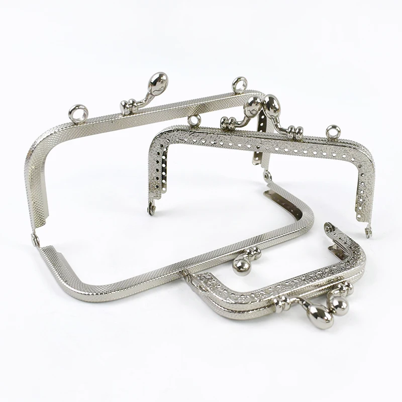1/2/5Pcs Silver Embossed Metal Purse Frame Kiss Clasp  8.5-20cm Bag Handle for Handbag Wallet WovenBag DIY Handmade Accessories