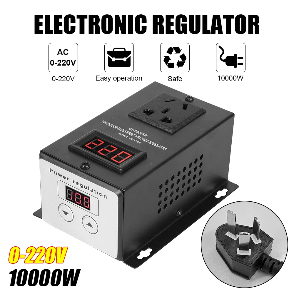 

Dimmer Thermostat AC 220V 10000W High Power Temperature Speed Power Adjust Controller SCR Electronic Voltage Regulator