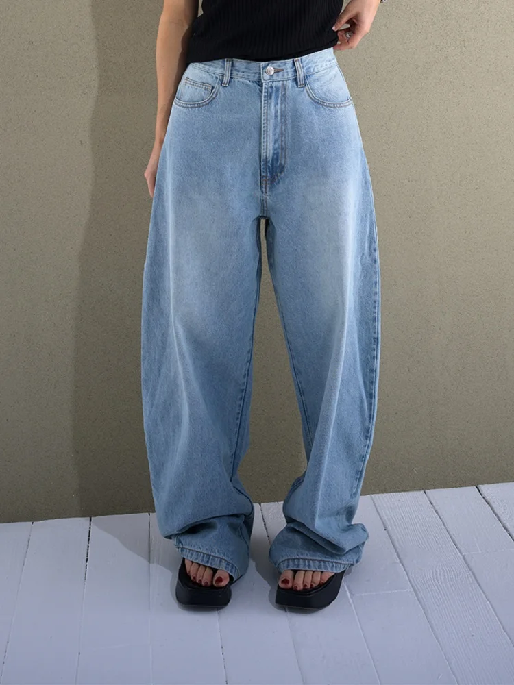 

traf 2025 women's jeans trend pure cotton washed loose high waist women's wide leg pants y2k New fashion high quality trousers