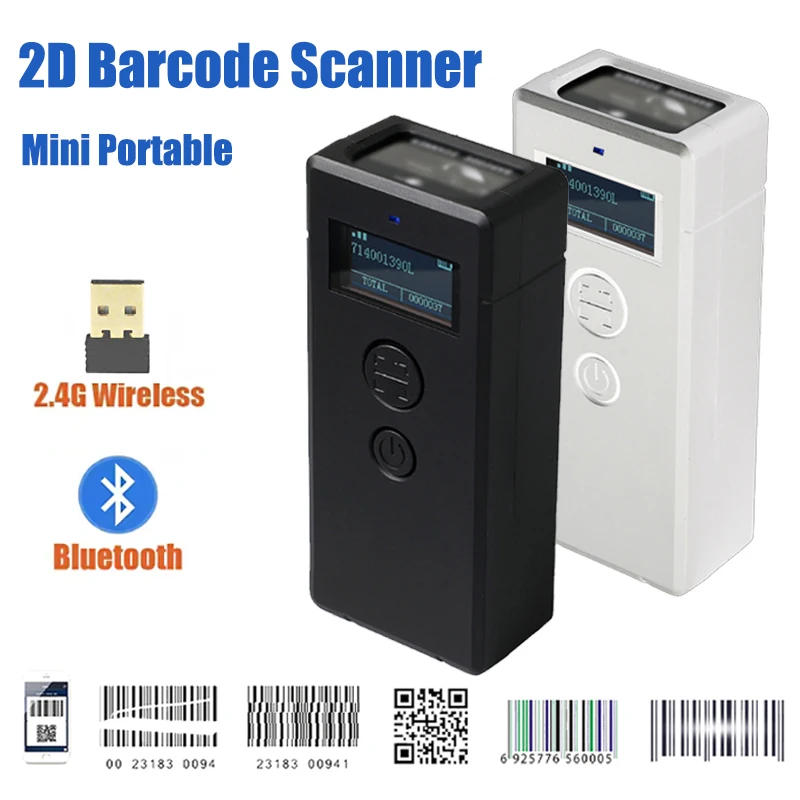 2D Barcode Scanner Mini USB Wired Bluetooth Wireless Handheld Tragbare 1D 2D QR Barcode Scanner Mit Speicher Funktion