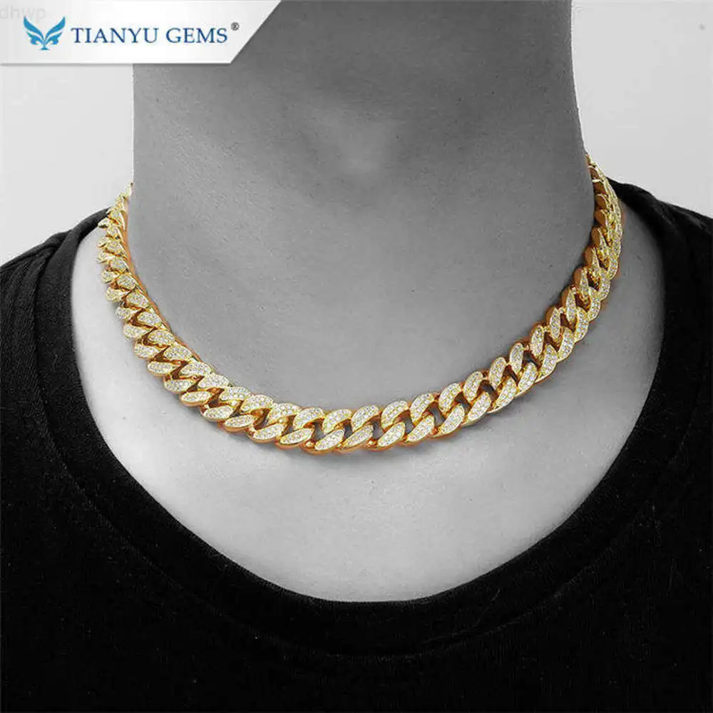 

Tianyu Gems Ice Out Jewelry Chain Hip Hop Moissanite Diamonds Customized Cuban Link 14k 18k Pure Gold Chains Necklace