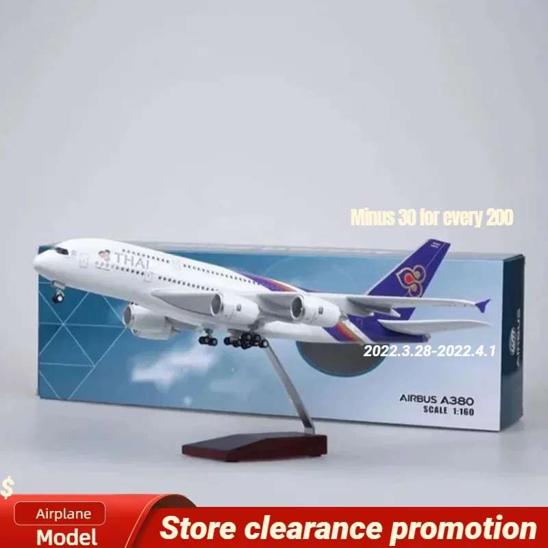 2024 New 1/160 Scale A-380 A380 Thailand THAI Airplane Model W Light and Wheel Airline Resin for Collection Diecast Plane