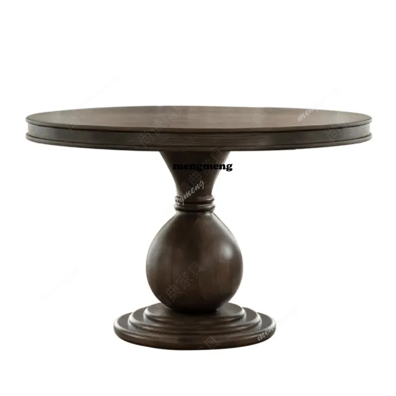 

Французский обеденный стол в стиле ретро из цельного дерева, американский бытовой круглый стол, простой обеденный стол из дуба