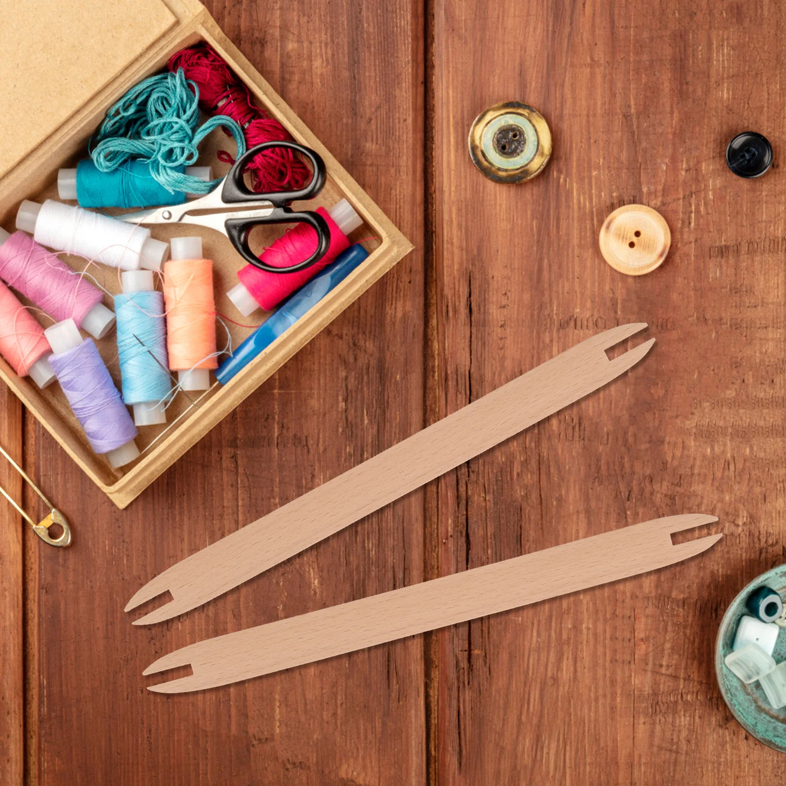 

2Pcs Wooden Knitting Shuttles Weaving Tools for Handmade Tapestry Comfortable Grip Non-Slip DIY Crocheting Sewing Utensils