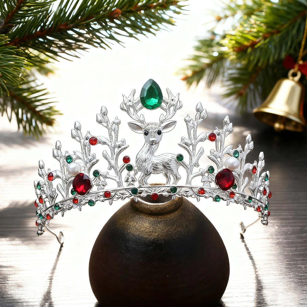 

Fashionable Christmas Headwear Snowflake Gemstone Hair Crown Exquisite Christmas Holiday Design Role-playing Party Crown