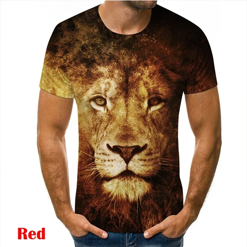 Man T- Shirt New Loose Lion Casual Majestic Summer Fashion Shirt Harajuku Oversized T Shirt 3D Printed Animal Tiger Lion Face