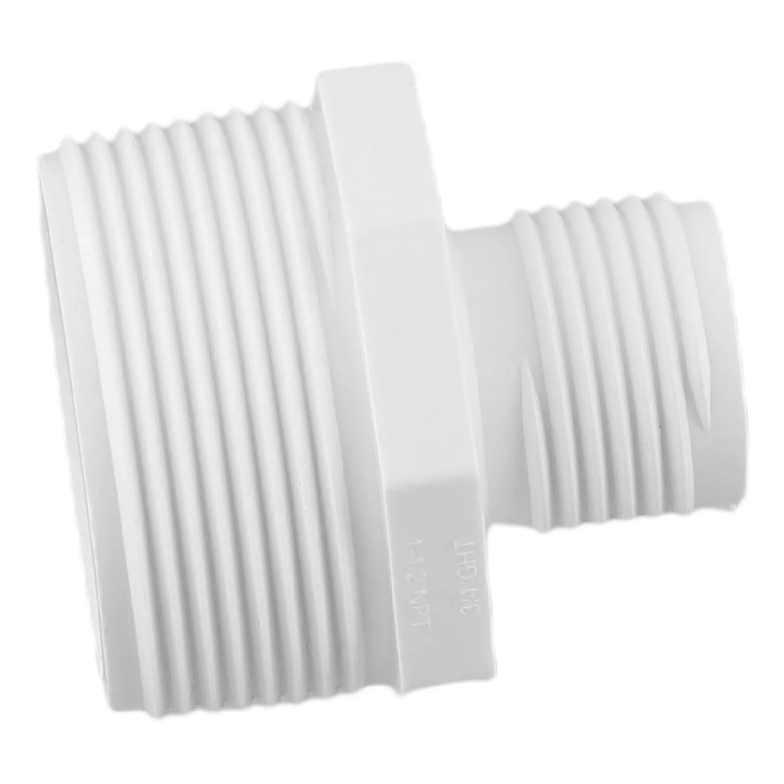 PVC Adapter Fitting for 1.5 NPT Male to 3/4 GHT Male Connection in Home Garden Farm and Landscape Water Management Systems