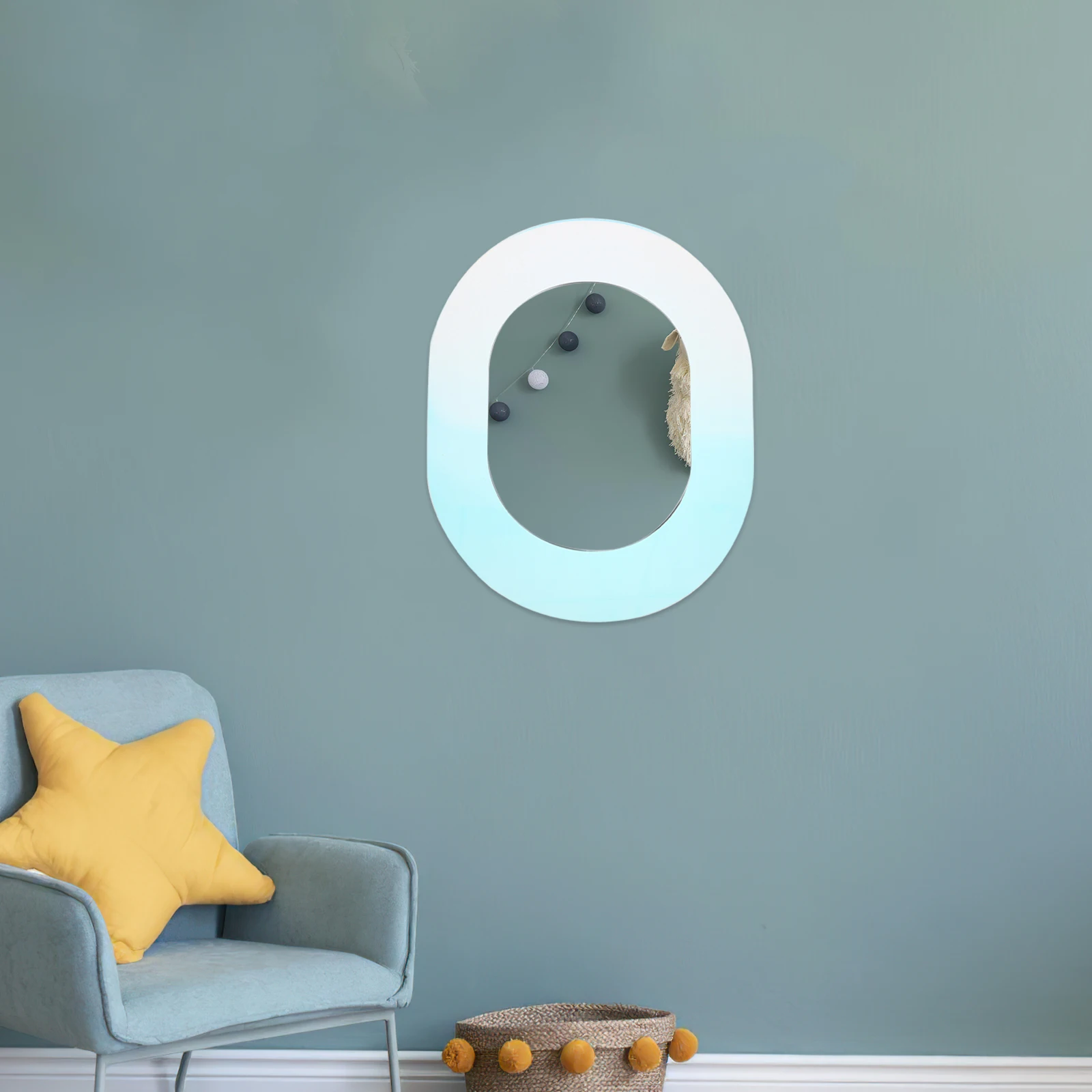 

Oval Acrylic Wall Mirror Waterproof Decorative for Bedroom Living Room Vanity Wall Mirror Decor for Bedroom