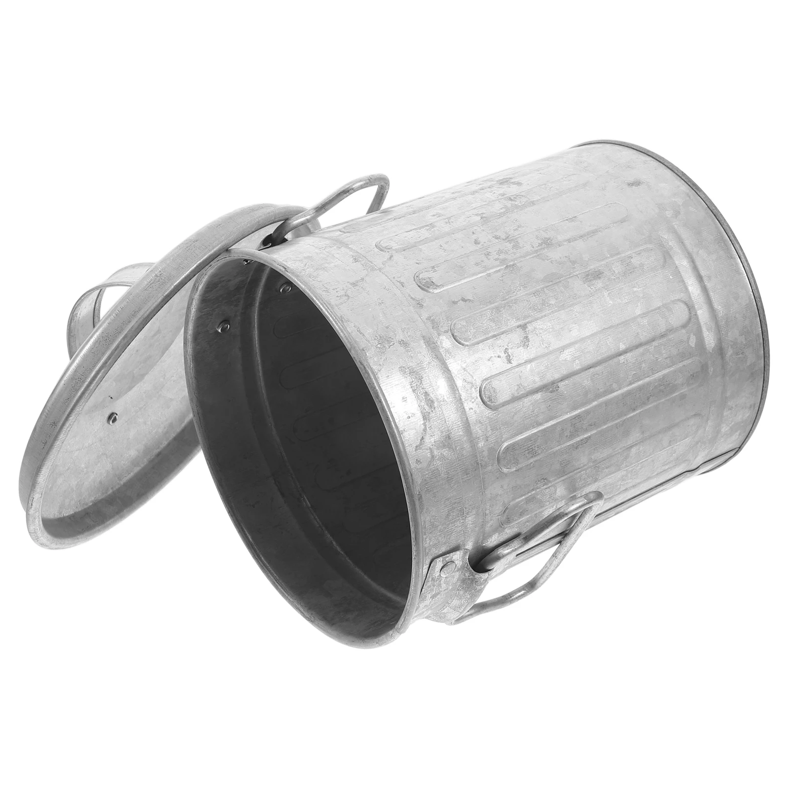 

Desktop Stationery Bucket Office Bin Iron Galvanized Retro Trash Can Wastebasket Pen Holder Flower Vase Storage Home Use