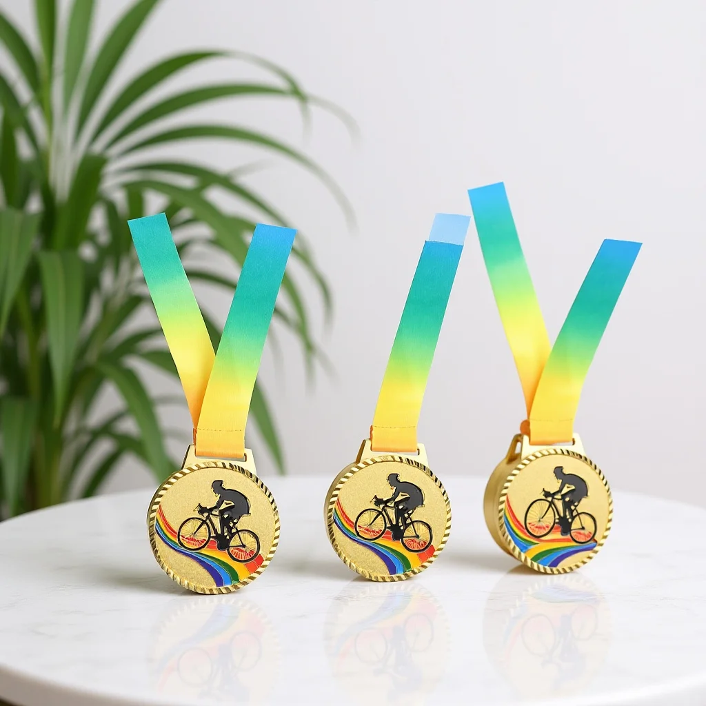 

High Quality Cycling Victory Medal Gold Finisher Prize for Bike Racing Events Sturdy Construction Cycling Honor Recognition