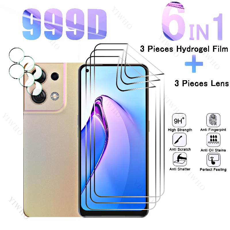 6in1 Full Cover Front Hydrogel Film for Oppo Reno8 Fingerprint Screen Protectors for Oppo Reno 8 CPH2359 6.4