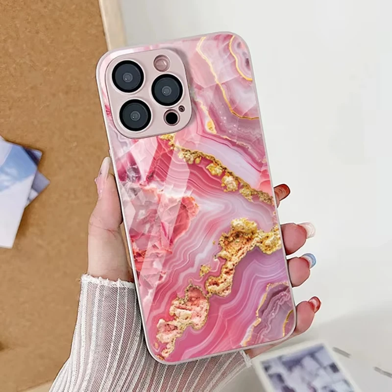 Marble Pattern Phone Case For iPhone 17 16 Pro Max Case iPhone 15 13 11 12 14 Pro Max Air 16e XR XS 7 8 SE Tempered Glass Cover