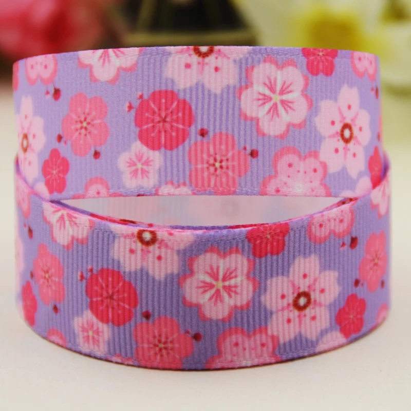 22mm 25mm 38mm 75mm flower cartoon printed Grosgrain Ribbon party decoration 10 Yards satin ribbons