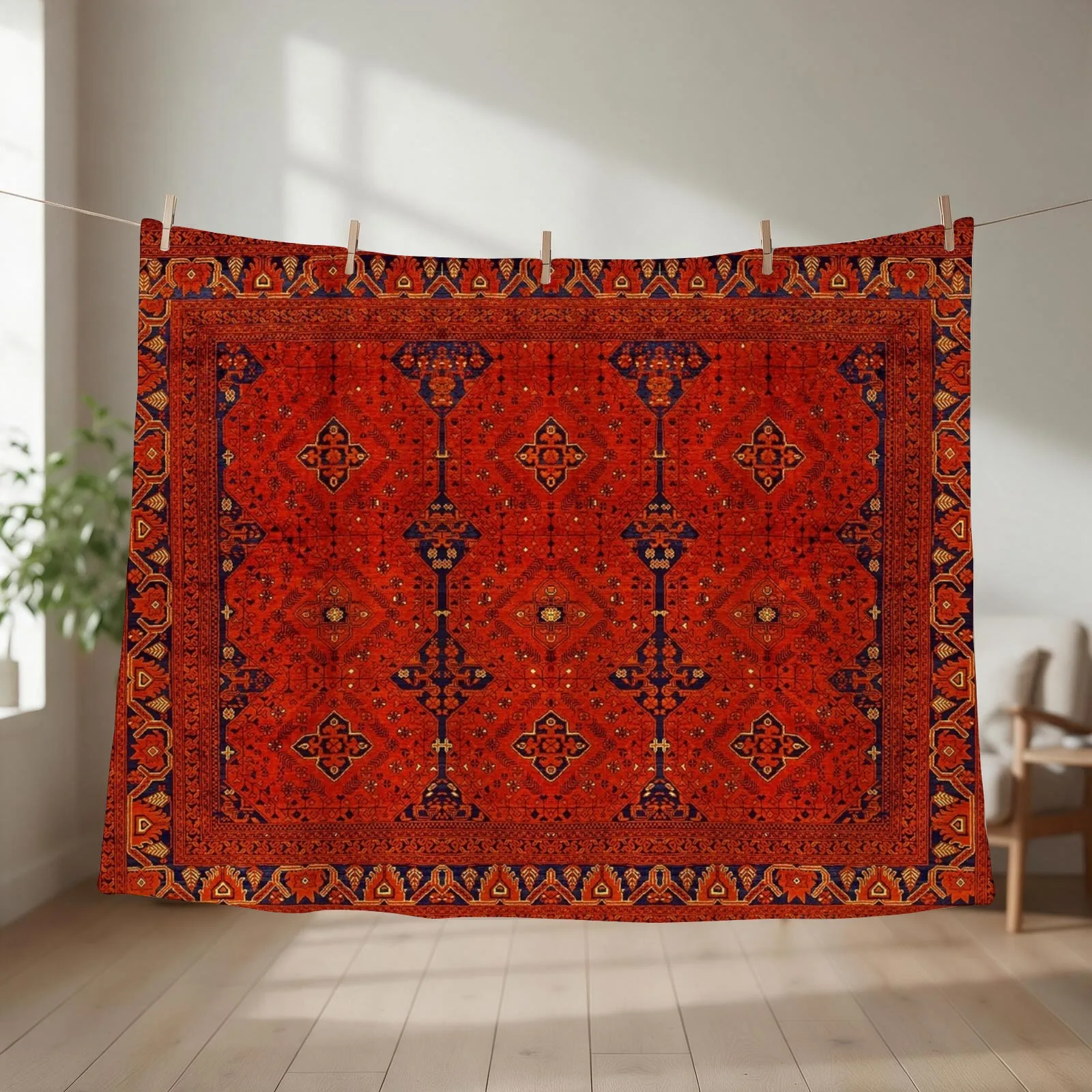 Red Heritage Berber Traditional Moroccan Style Throw Blanket couch cozy soft plush fuzzy picnic outdoor blanket
