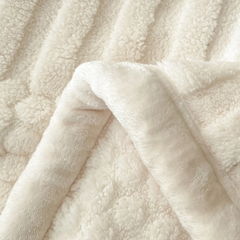 1pc Weighted Coral Fleece Blanket,White Soft Warm Jacquard Plush Throw Bed Sofa Cover Nap Flannel Blankets Drop Shipping 180*200 - view 6