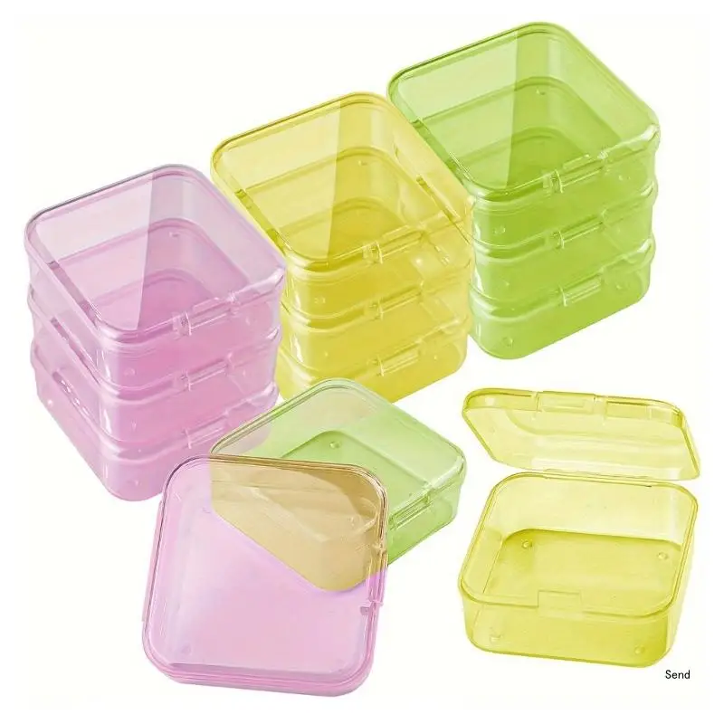 

12 Pieces Small Storage Box with Lid Mini Rectangular Plastic Boxes Clear Bead Storage Containers for Bead Candy Jewellery