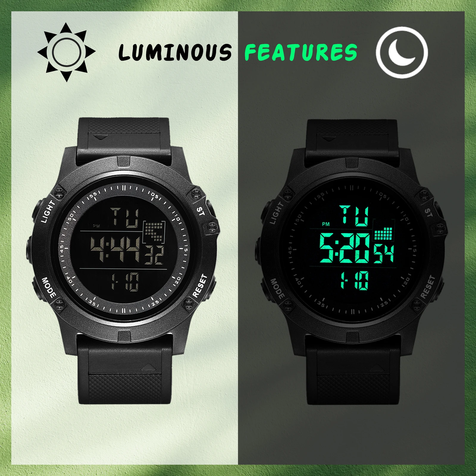 Lancardo Military Digital Sports Watch Tactical Outdoor Waterproof Easy to Read Date 24-hour Alarm Clock Men\'s Silicone Watch