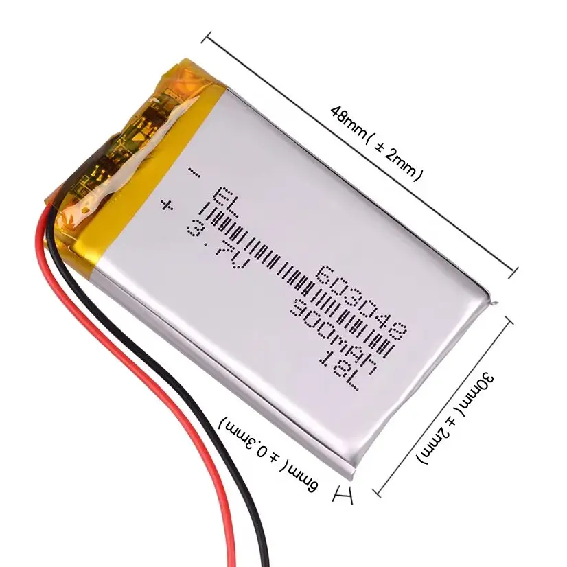 Silicone Wires 3.7V 900mAh 603048 Batteries Rechargeable Lithium Li-ion Polymer Battery