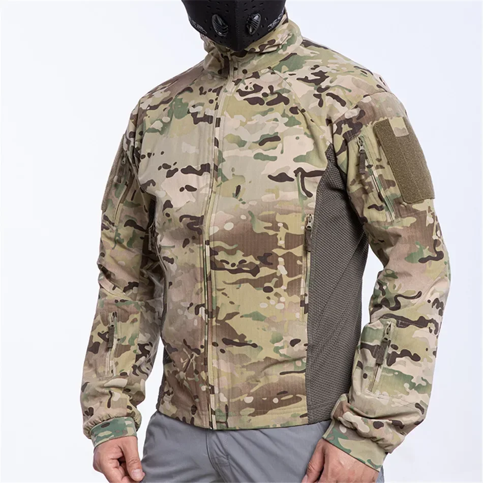 Man Outdoor Combat Training Coat Breathable Softshell CS Tactic Sports Camouflage Clothing Campin Tactical Jacket