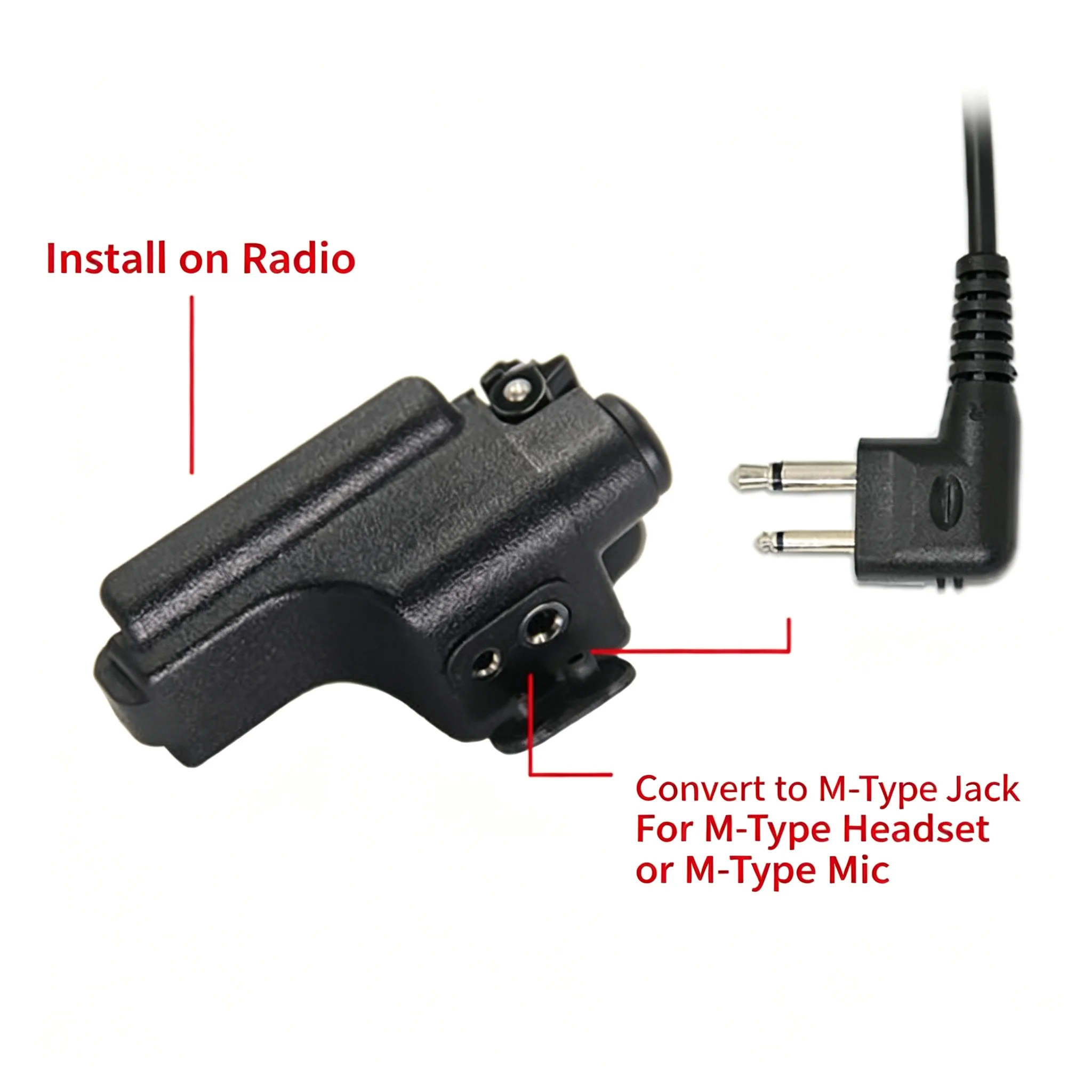 Audio Adapter Connector for Motorola Radio XTS5000 XTS3000 HT1000 MTS2000 XTS2500 Convert to GP88S 2Pin M-type Headset Port