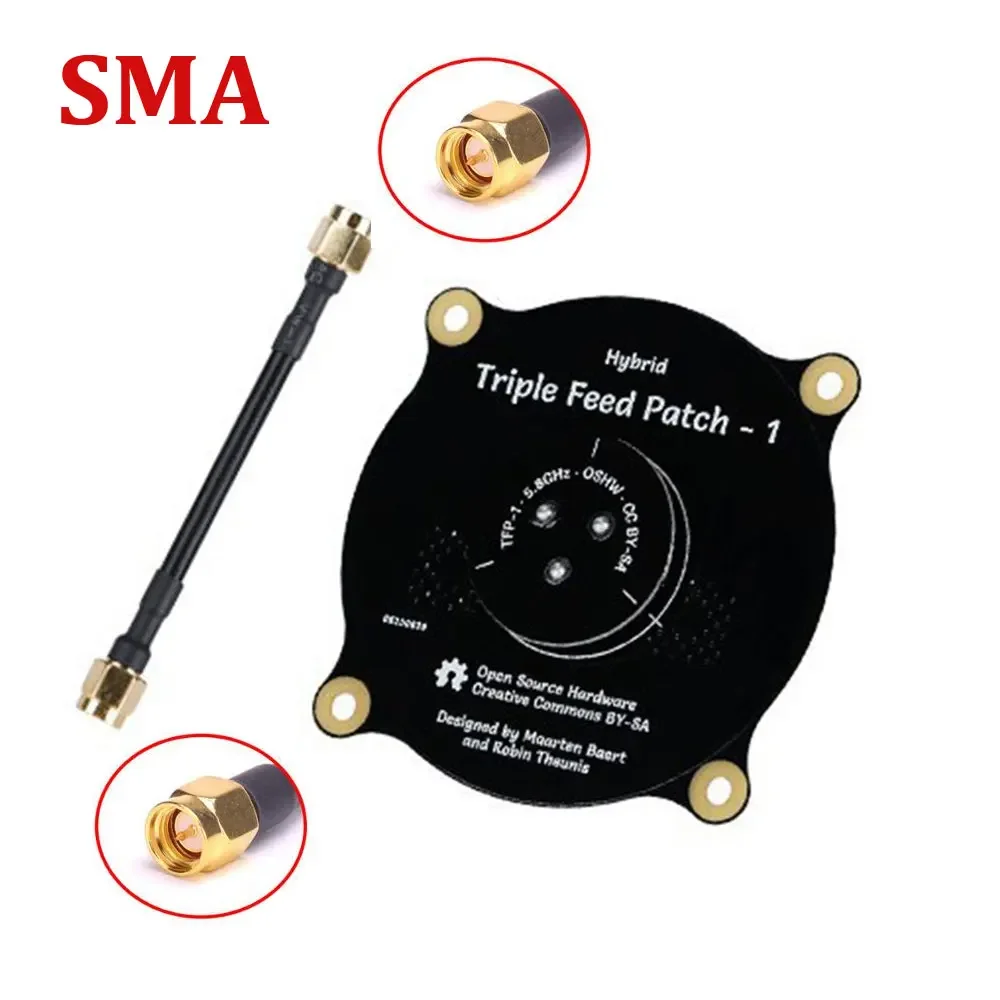 Antena de parche de Triple alimentación de 5,8 GHz SMA/RP SMA antena direccional circularmente polarizada para gafas FPV Fatshark RC Drone