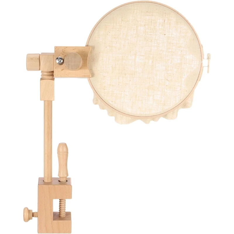 

NEW_Embroidery Hoop Stand, Adjustable Rotated Beech Wood Stand Holder