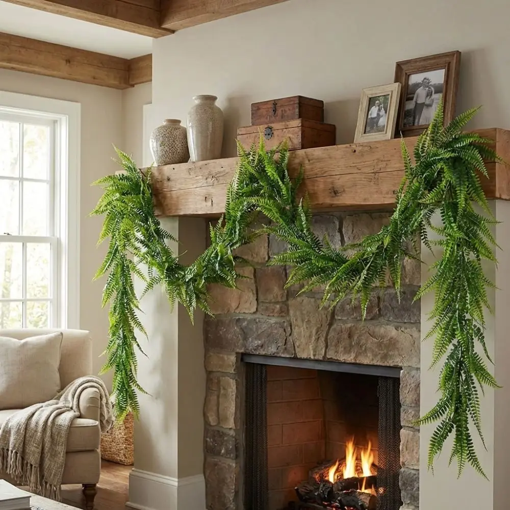 180CM Length Artificial Persian Fern Vines Plastic Lifelike Hanging Ivy Vines Lush Leaves Realistic Texture