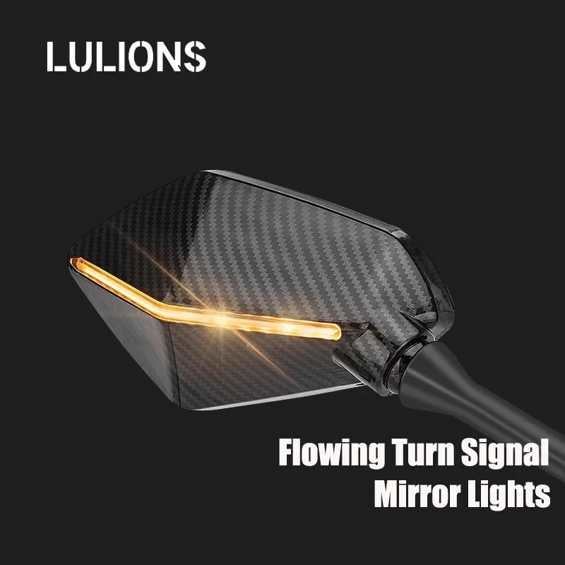 Turn Signals LED Light 8mm 10mm Holes Motorbike Accessories 12V 1 Pair Universal Racing Rearview Mirrors With Flowing