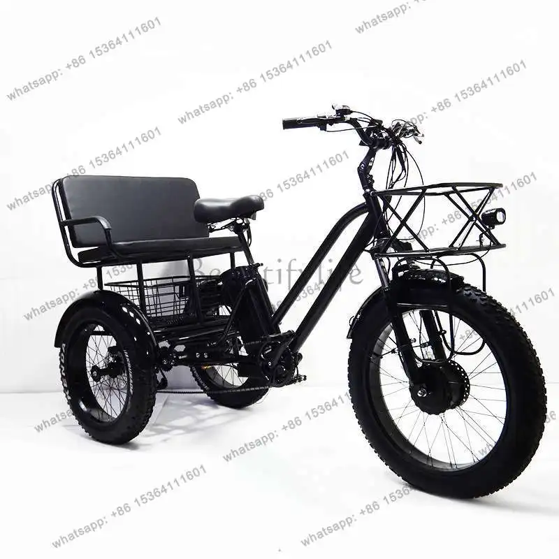 750W24-inch fat tire snow electric power tricycle adult pedal tricycle