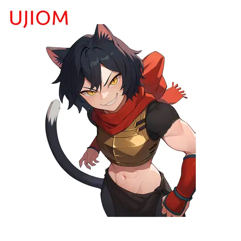 UJIOM 13cm X 10.2cm Izutsumi futrzany kot dziewczynka fajna ściana naklejki zabawne tapety do salonu kreatywne dekoracja sypialni