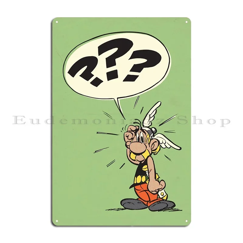 Confused Asterix Metal Sign Wall Cave Party Create Printed Plaques Tin Sign Poster