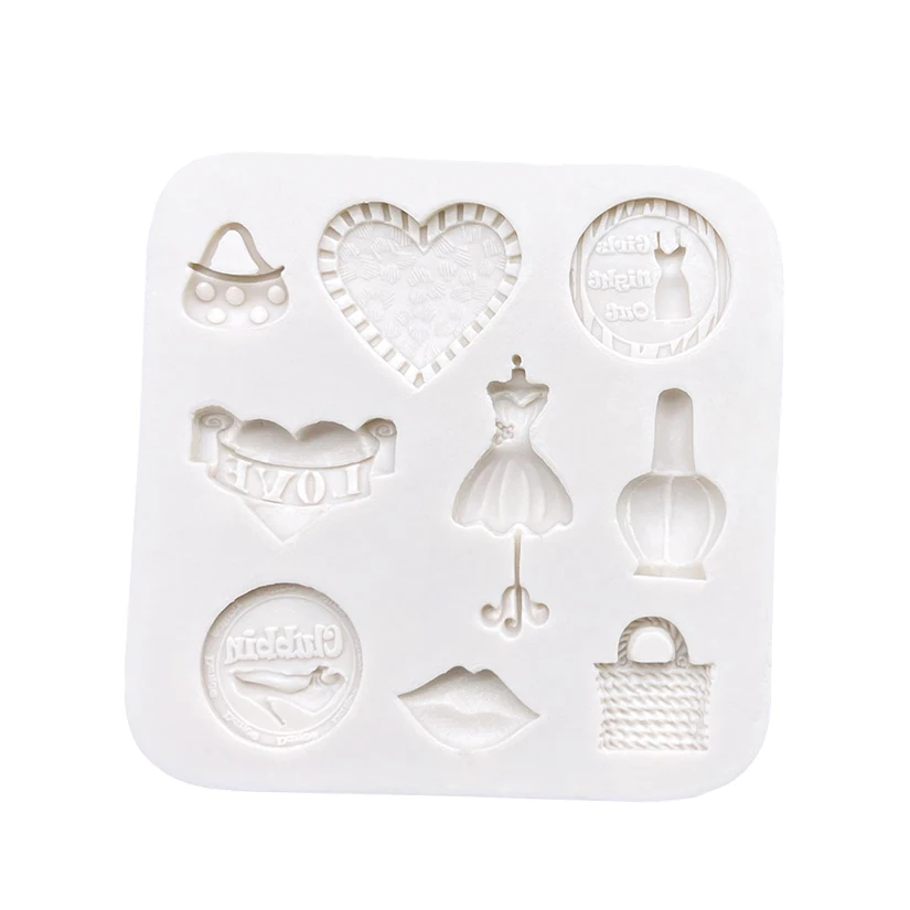 Love Lip Heart Skirt High Heels Silicone Sugarcraft Mold Resin Tools Cupcake Baking Mould Fondant Cake Decorating Tools